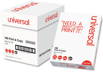 Universal® Multipurpose Paper 96 Bright, 20 lb Bond Weight, 8.5 x 11, White, 500 Sheets/Ream, 5 Reams/Carton