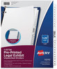 A Picture of product AVE-11370 Avery® Preprinted Legal Exhibit Index Tab Dividers with Black and White Tabs Side Style, 25-Tab, 1 to 25, 11 x 8.5, Set