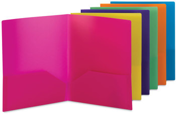 Smead™ Poly Two-Pocket Folders 100-Sheet Capacity, 11 x 8.5, Assorted, 6/Pack