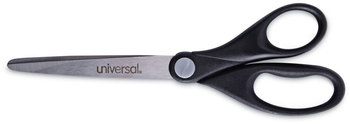 Universal® Stainless Steel Office Scissors Pointed Tip, 7" Long, 3" Cut Length, Black Straight Handle