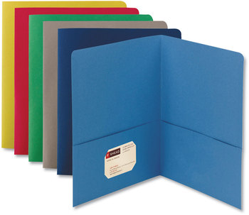 Smead™ Two-Pocket Folders Folder, Textured Paper, 100-Sheet Capacity, 11 x 8.5, Assorted, 25/Box