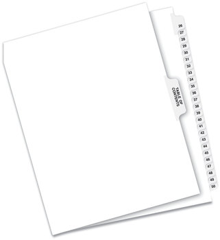 Avery® Preprinted Legal Exhibit Index Tab Dividers with Black and White Tabs Side Style, 26-Tab, 26 to 50, 11 x 8.5, 1 Set