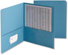 A Picture of product SMD-87852 Smead™ Two-Pocket Folders Folder, Embossed Leather Grain Paper, 100-Sheet Capacity, 11 x 8.5, Blue, 25/Box