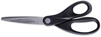 Universal® Stainless Steel Office Scissors 8" Long, 3.75" Cut Length, Black Straight Handle