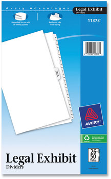 Avery® Preprinted Style Legal Dividers Exhibit Side Tab Index 26-Tab, 26 to 50, 14 x 8.5, White, 1 Set