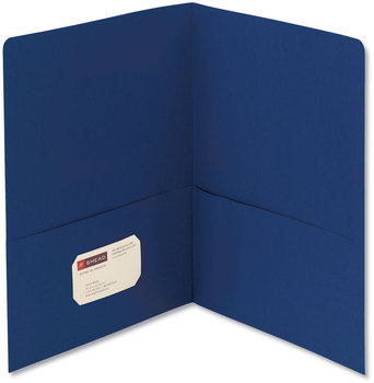 Smead™ Two-Pocket Folders Folder, Textured Paper, 100-Sheet Capacity, 11 x 8.5, Dark Blue, 25/Box