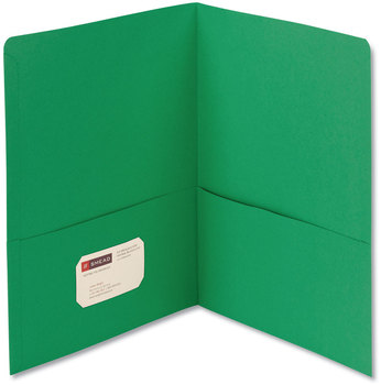 Smead™ Two-Pocket Folders Folder, Textured Paper, 100-Sheet Capacity, 11 x 8.5, Green, 25/Box