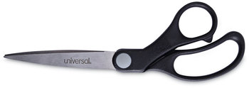 Universal® Stainless Steel Office Scissors 8.5" Long, 3.75" Cut Length, Black Offset Handle