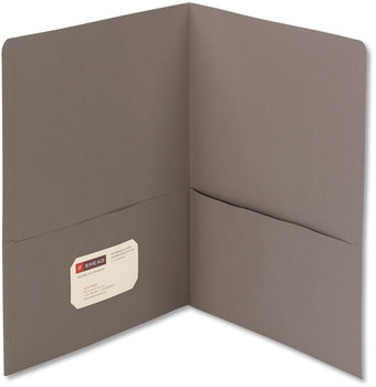 Smead™ Two-Pocket Folders Folder, Embossed Leather Grain Paper, Gray, 25/Box