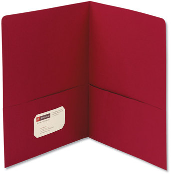 Smead™ Two-Pocket Folders Folder, Textured Paper, 100-Sheet Capacity, 11 x 8.5, Red, 25/Box