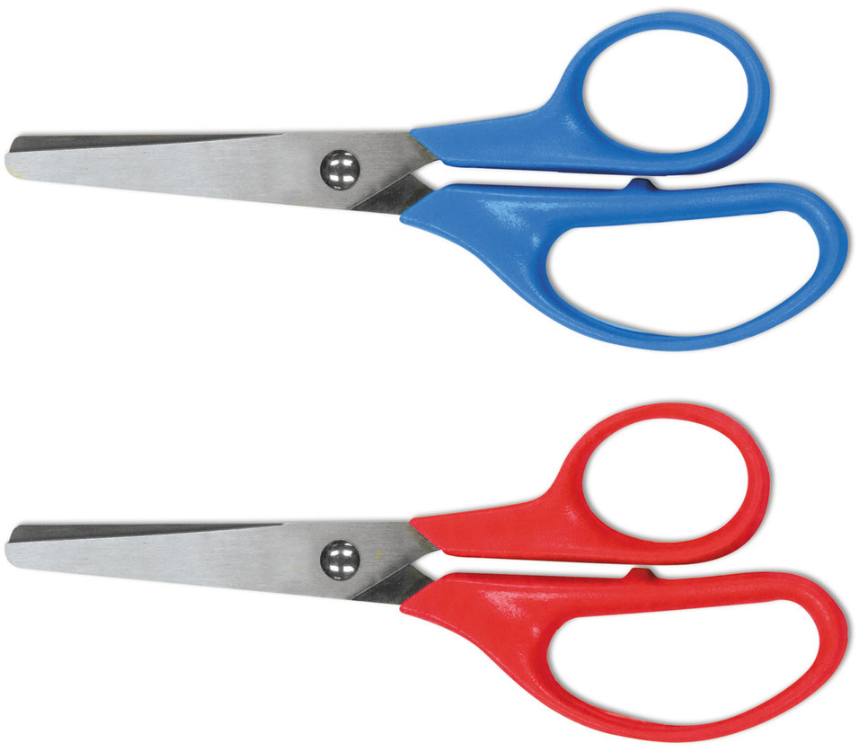 Universal Kids' Scissors, Rounded Tip, 5 Long, 1.75 Cut Length, Assorted  Straight Handles, 2/Pack