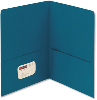 Smead™ Two-Pocket Folders Folder, Textured Paper, 100-Sheet Capacity, 11 x 8.5, Teal, 25/Box