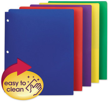 Smead™ Poly Snap-In Two-Pocket Folder 50-Sheet Capacity, 11 x 8.5, Assorted, 10/Pack