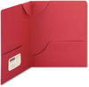 A Picture of product SMD-87980 Smead™ Lockit® Two-Pocket Folders in Textured Stock Folder, Paper, 100-Sheet Capacity, 11 x 8.5, Red, 25/Box