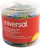 A Picture of product UNV-95001 Universal® Plastic-Coated Paper Clips with One-Compartment Dispenser Tub, #1, Assorted Colors, 500/Pack