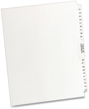 Avery® Preprinted Legal Exhibit Index Tab Dividers with Black and White Tabs Side Style, 26-Tab, 51 to 75, 11 x 8.5, 1 Set