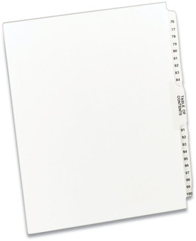 Avery® Preprinted Legal Exhibit Index Tab Dividers with Black and White Tabs Side Style, 26-Tab, 76 to 100, 11 x 8.5, 1 Set