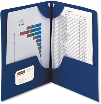 Smead™ Lockit® Two-Pocket Folders in Textured Stock Folder, Paper, 100-Sheet Capacity, 11 x 8.5, Dark Blue, 25/Box