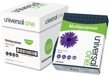 Universal® Multipurpose Paper 98 Bright, 20 lb Bond Weight, 8.5 x 11, White, 500 Sheets/Ream, 5 Reams/Carton