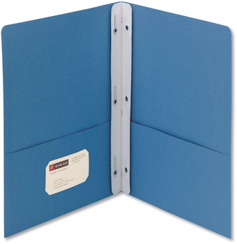 Smead™ Two-Pocket Folder with Tang Strip Style Fasteners 2-Pocket Fastener, 0.5" Capacity, 11 x 8.5, Blue, 25/Box