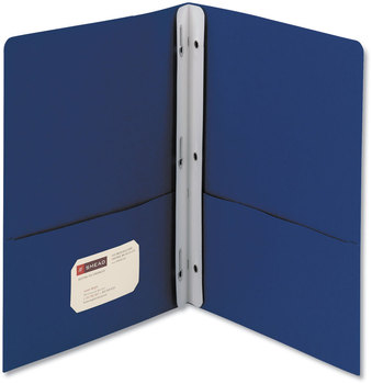 Smead™ Two-Pocket Folder with Tang Strip Style Fasteners 2-Pocket Fastener, 0.5" Capacity, 11 x 8.5, Dark Blue, 25/Box