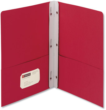 Smead™ Two-Pocket Folder with Tang Strip Style Fasteners 2-Pocket withTang Fastener, Letter, 1/2" Cap, Red, 25/Box