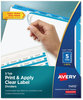 A Picture of product AVE-11410 Avery® Print & Apply Index Maker® Clear Label Dividers with Easy Printable Strip and Color Tabs 5-Tab, 11 x 8.5, White, Blue 5 Sets