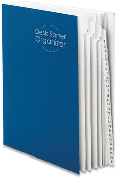 Smead™ Deluxe Expandable Indexed Desk File/Sorter 31 Dividers, Date Index, Letter Size, Dark Blue Cover