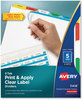 A Picture of product AVE-11418 Avery® Print & Apply Index Maker® Clear Label Dividers with Easy Printable Strip and Color Tabs 5-Tab, 11 x 8.5, White, Traditional 5 Sets