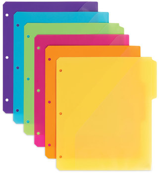 Smead™ Three-Ring Binder Poly Index Dividers with Pocket 9.75 x 11.25, Assorted Colors, 30/Box
