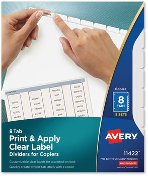 Avery® Print & Apply Index Maker® Easy Peel Printable Clear Label Dividers with White Tabs for Copiers and 8-Tab, 11 x 8.5, 5 Sets