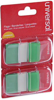 Universal® Deluxe Pop-Up Page Flags Green, 50 Flags/Dispenser, 2 Dispensers/Pack