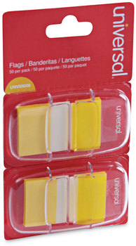 Universal® Deluxe Pop-Up Page Flags Yellow, 50 Flags/Dispenser, 2 Dispensers/Pack