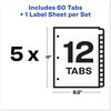 A Picture of product AVE-11429 Avery® Print & Apply Index Maker® Clear Label Dividers with Easy Printable Strip and White Tabs 12-Tab, 11 x 8.5, 5 Sets