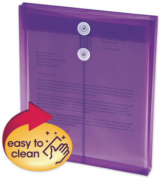 Smead™ Poly String & Button Interoffice Envelopes and Open-End (Vertical), 9.75 x 11.63, Transparent Purple, 5/Pack