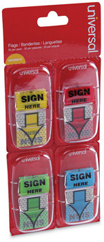 Universal® Deluxe Message Arrow Flags "Sign Here", Assorted Colors, 120/Pack