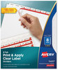 A Picture of product AVE-11437 Avery® Print & Apply Index Maker® Clear Label Dividers with Easy Printable Strip and White Tabs 8-Tab, 11 x 8.5, 5 Sets