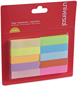 Universal® Self-Stick Page Tabs 0.5" x 2", Assorted Colors, 500/Pack