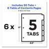 A Picture of product AVE-11821 Avery® Customizable Table of Contents Ready Index® Black & White Dividers with Printable Section Titles and 5-Tab, 1 to 5, 11 x 8.5, 6 Sets