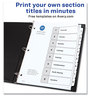 A Picture of product AVE-11822 Avery® Customizable Table of Contents Ready Index® Black & White Dividers with Printable Section Titles and 8-Tab, 1 to 8, 11 x 8.5, 6 Sets