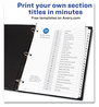 A Picture of product AVE-11829 Avery® Customizable Table of Contents Ready Index® Black & White Dividers with Printable Section Titles and 26-Tab, A to Z, 11 x 8.5, 6 Sets