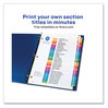 A Picture of product AVE-11831 Avery® Customizable Table of Contents Ready Index® Multicolor Dividers with Printable Section Titles 31-Tab, 1 to 31, 11 x 8.5, White, 6 Sets