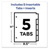 A Picture of product AVE-11835 Avery® Insertable Big Tab™ Plastic Dividers 5-Tab, 11 x 8.5, Clear, 1 Set