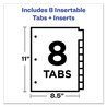 A Picture of product AVE-11836 Avery® Insertable Big Tab™ Plastic Dividers 8-Tab, 11 x 8.5, Clear, 1 Set