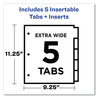 A Picture of product AVE-11982 Avery® Big Tab™ Insertable Two-Pocket Plastic Dividers 5-Tab, 11.13 x 9.25, Assorted, 1 Set