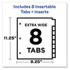 A Picture of product AVE-11983 Avery® Big Tab™ Insertable Two-Pocket Plastic Dividers 8-Tab, 11.13 x 9.25, Assorted, 1 Set