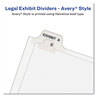 A Picture of product AVE-12395 Avery® Legal Index Divider, Exhibit Alpha Letter, Style Avery-Style Preprinted Bottom Tab Dividers, 26-Tab, V, 11 x 8.5, White, 25/Pack