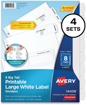 Avery® Big Tab™ Printable Large White Label Dividers 8-Tab, 11 x 8.5, 4 Sets