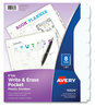 A Picture of product AVE-16826 Avery® Write & Erase Durable Plastic Dividers with Pocket and Straight 8-Tab, 11.13 x 9.25, White, 1 Set