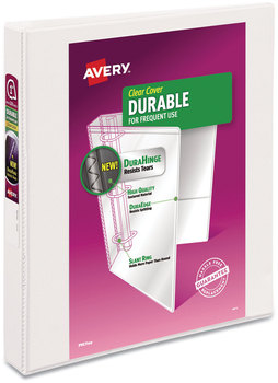 Avery® Durable View Binder with DuraHinge® and Slant Rings 3 1" Capacity, 11 x 8.5, White, 4/Pack